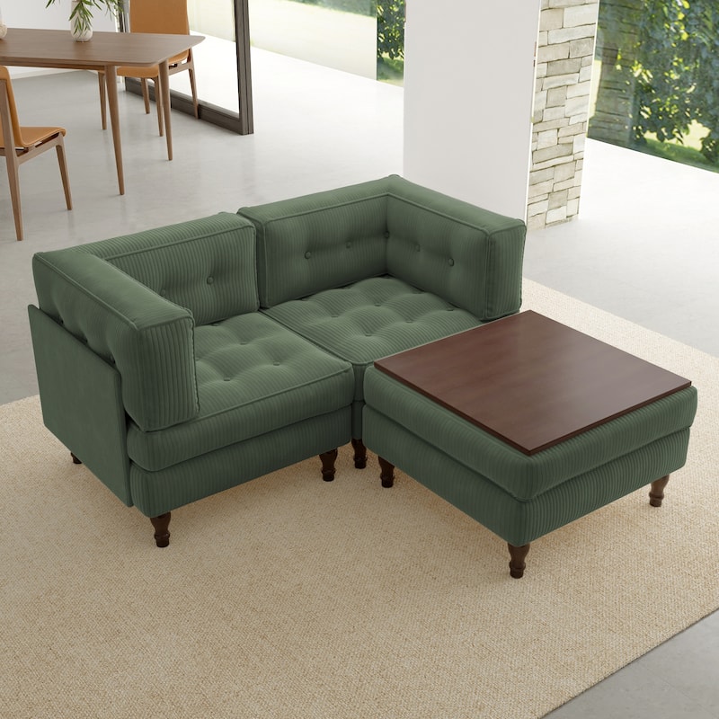 Oversized Sofa Corduroy Tufted Modular Sectional Set