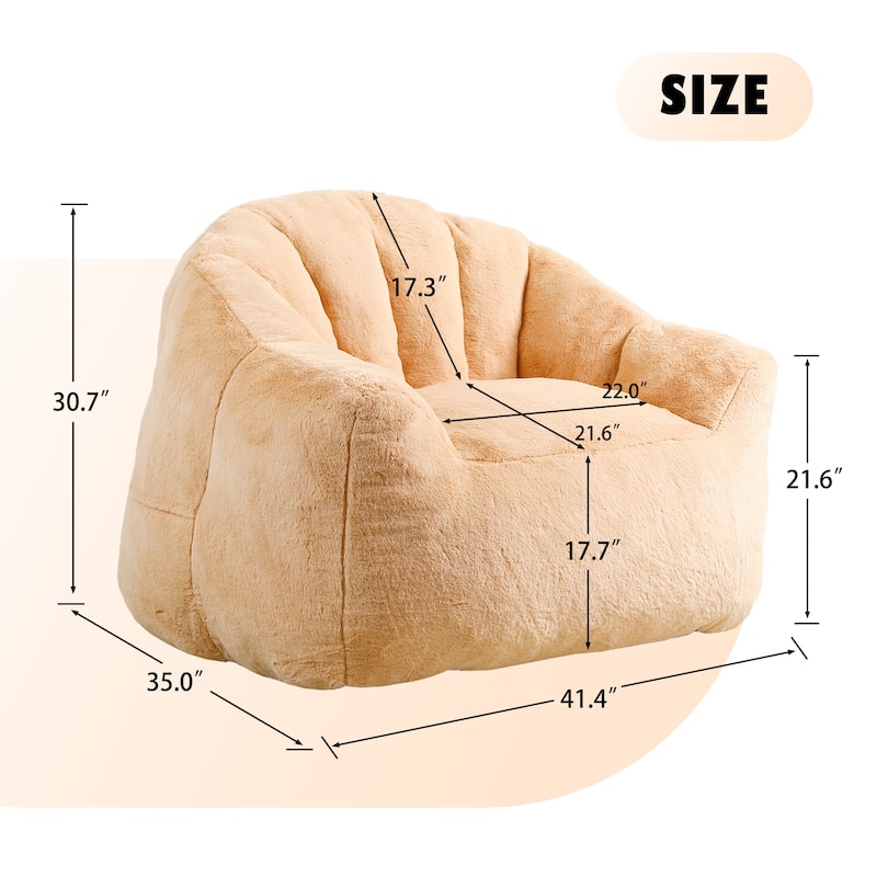 Arm Chair Side Chair Bean Bag Sofa Chair Lounge Chair with Armrests, Brown Leisure Chair Accent Chair