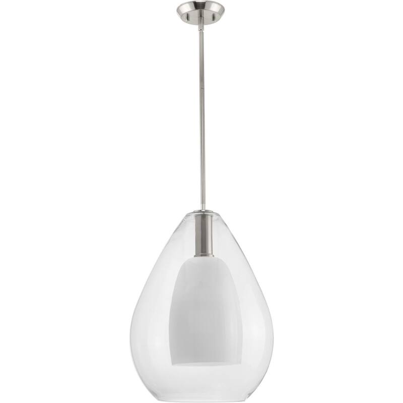 Carillon Collection One-Light Brushed Nickel Large Contemporary Pendant - 15 in x 15 in x 20.75 in