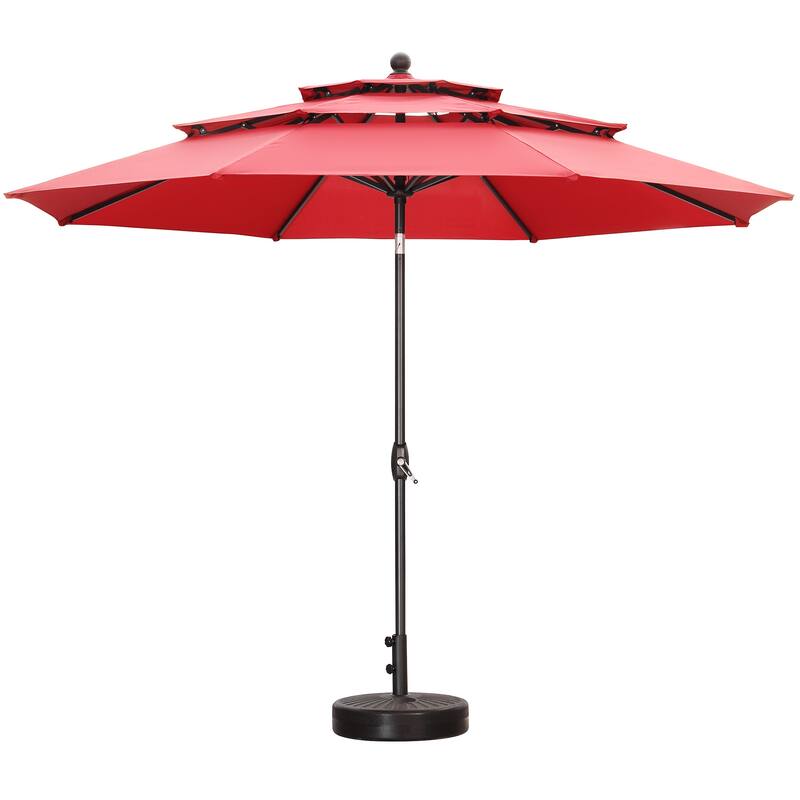 Ainfox 10ft Patio Umbrella 3-tier Outdoor Umbrella with Base