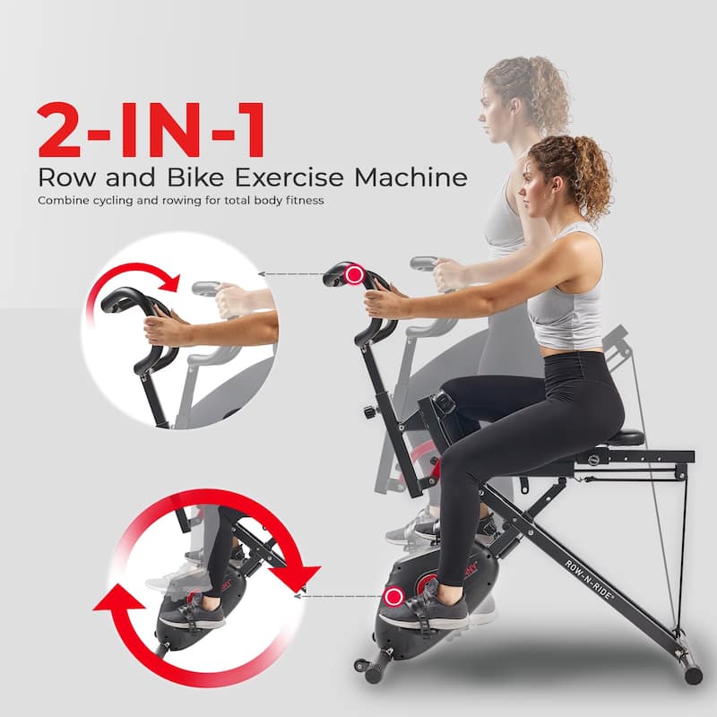 Sunny Health & Fitness Upright Row-N-Ride® Exercise Bike - SF-A022077 - Gray - 45.3*21.9*53.5