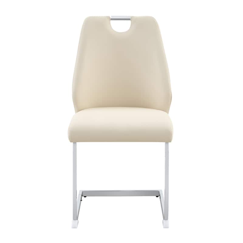 Off White Leather Kitchen Chair Dining Chair Side Chair Lounge Chair Reception Chair Office Chair with Metal Legs