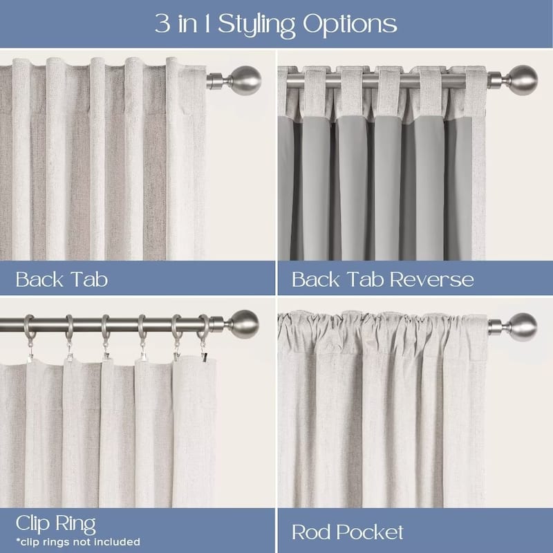 Chenille Blackout Back Tab Curtain Pair(2 panels)