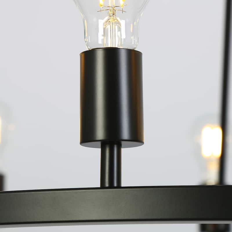 Oriea Modern Farmhouse 9-Light Black Chandelier Classic Wheel Lights - D 31.9" x H 29.3"
