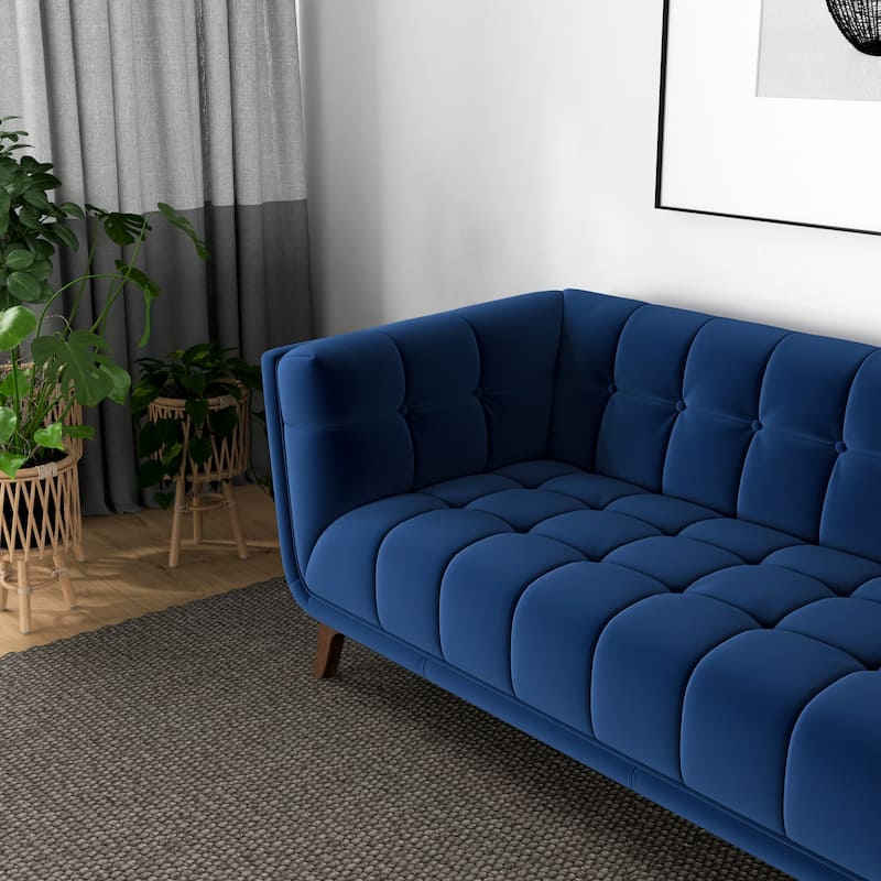 Kameron Mid Century Modern Style Channel Tufted Sofa Couch for Living Room