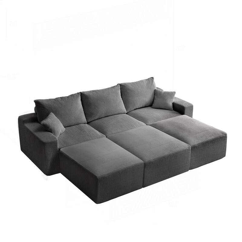 Comfortable No-Assembly Sectional Sofa with Plush Foam and Customizable Layout for Living Room
