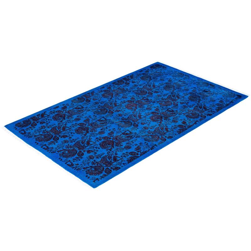 Fine Vibrance One-of-a-Kind Hand-Knotted Area Rug - Blue, 3' 2" x 5' 2" - 3' 2" x 5' 2"