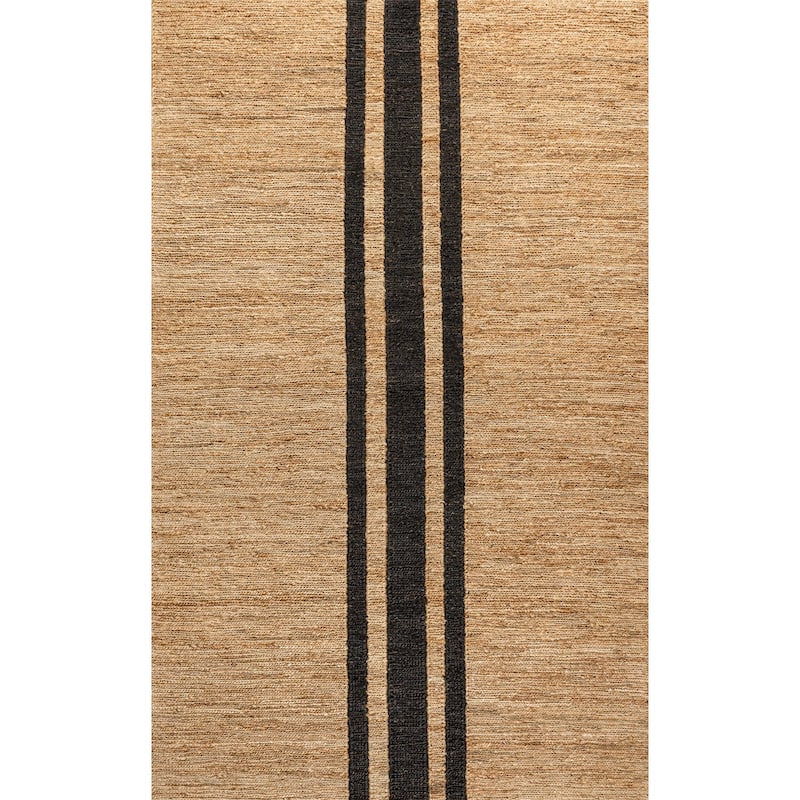 JONATHAN Y Zolak Rustic Beach House Wide Ticking Stripe Jute Rug - 8 X 10 - Natural/Black