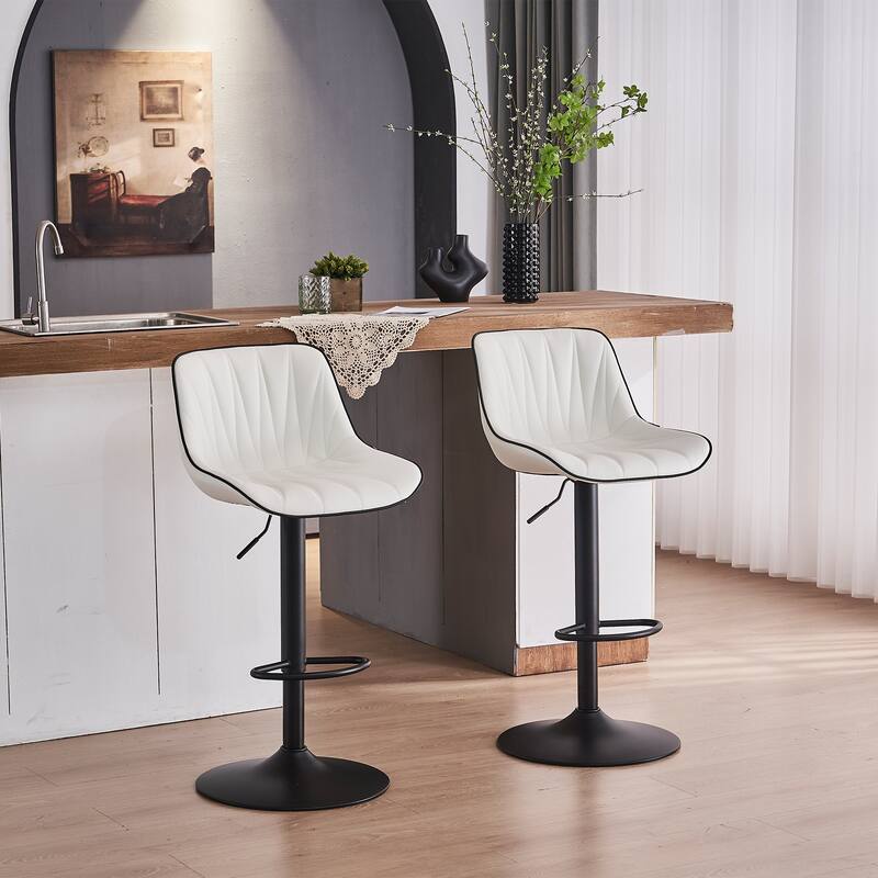 Adjustable Swivel Bar Stools Set of 2 Modern Upholstered Counter Stools