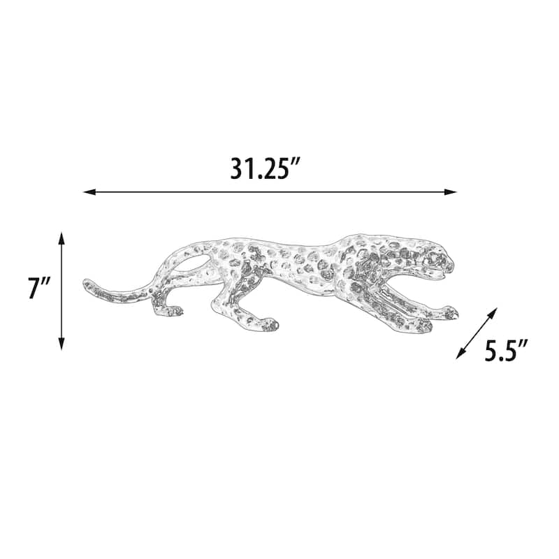 Standing Silver Leopard Large 31 Inches Long