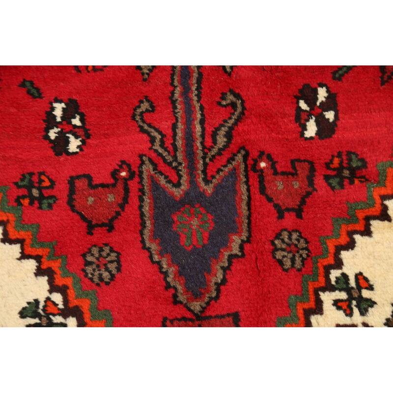 Geometric Persian Hamedan Home Decor Area Rug Hand-knotted Wool Carpet - 3'0" x 4'10"