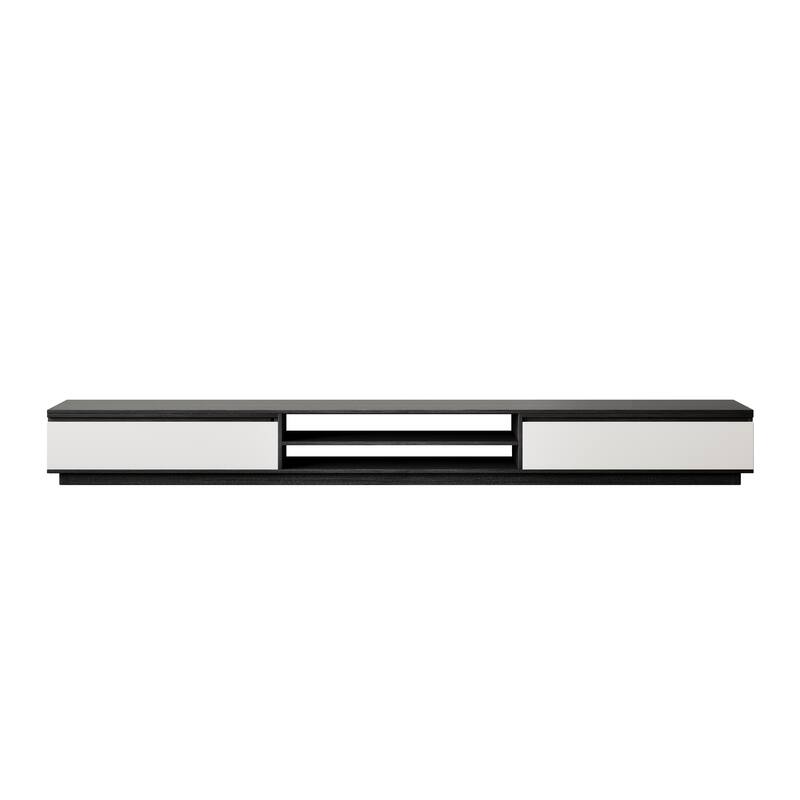 78.7" Ultra-Large Extendable TV Stand Media Console With 2 Drawers And Shelves In Black and White