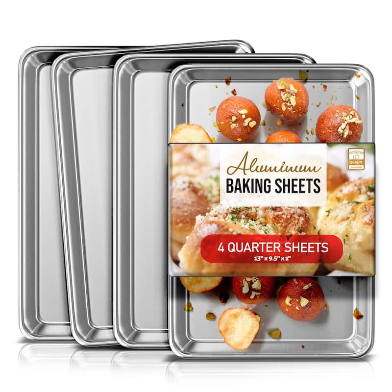 JoyTable Aluminum Steel Non-stick Baking Sheet/Cookie Sheet Set - Quarter Sheet Pan - 4 Piece