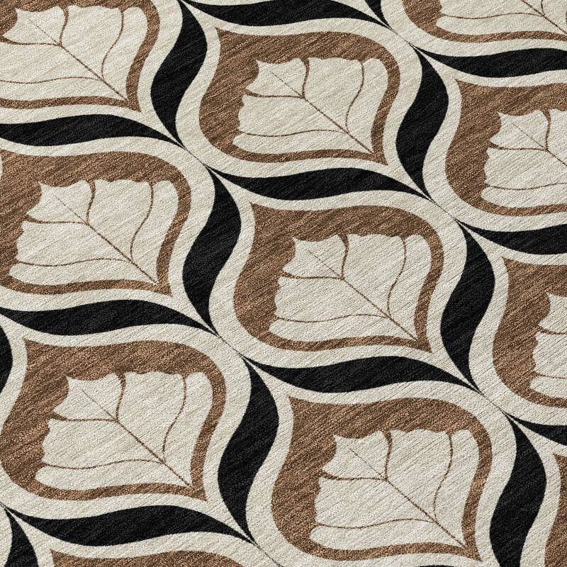 Machine Washable Indoor/ Outdoor Modern Trellis Chantille Rug