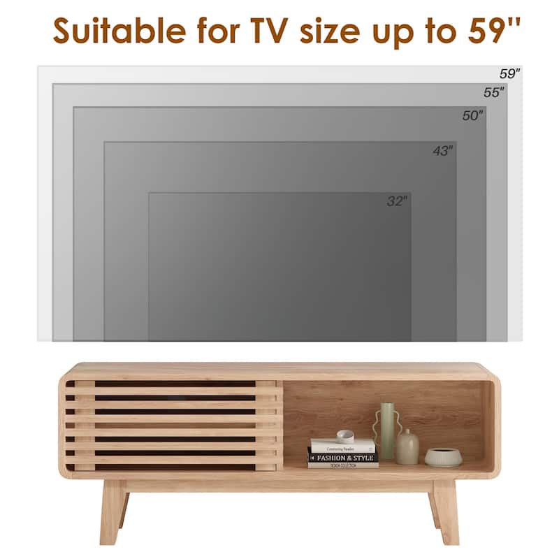 TV Stand Entertainment Center with Storage Cabinet and Sliding Door