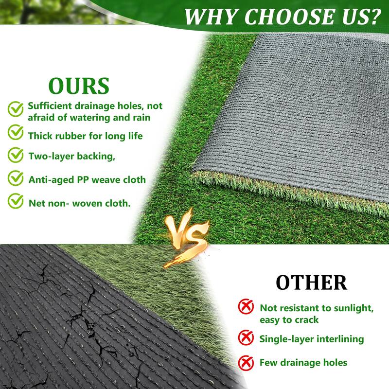4FTX10FT Outdoor Artificial Grass Runner Rug, Thick Realistic Fake Grass Roll Decor Patio Balcony Garden Lawn - 3' x 5' Oval