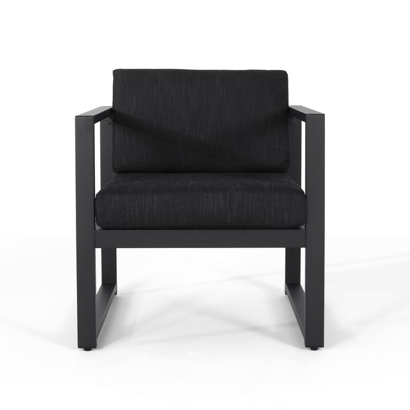 4 Piece Outdoor Chair Set for 4, All-Weather Aluminum Conversation Sets with Weather Resistant Cushion