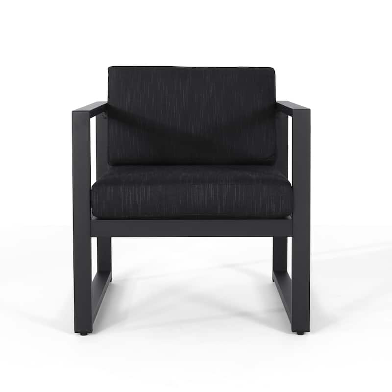 Navan Aluminum Outdoor Club Chair with Cushions by Christopher Knight Home - Black + Dark Gray
