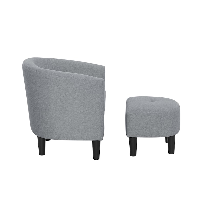 Moss 25.5" Barrel Chair with Ottoman - 25" D x 25.5" W x 27" H