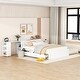preview thumbnail 1 of 9, Full Size Platform Bed With A Rolling Shelf, Wooden Bed with Trundle, Multifunctional Bed with 3 Storage Drawers, White White