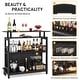 preview thumbnail 6 of 6, Bar Unit for Home Liquor, Black Entertainment Bar Upholstered Bar Table with Storage