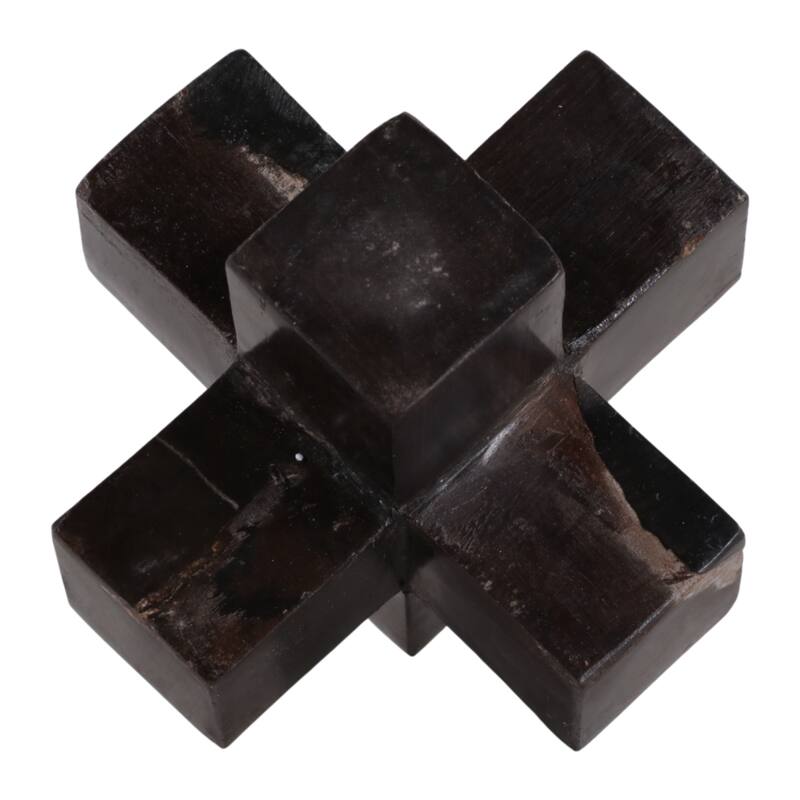 Wood Decorative Object Geometric Design for Home Bedroom Office Decor - 5" x 5" x 5" - Black