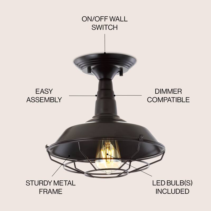 Georgia 10.2" Metal LED Semi-Flush Mount, by JONATHAN Y - 10.2'
