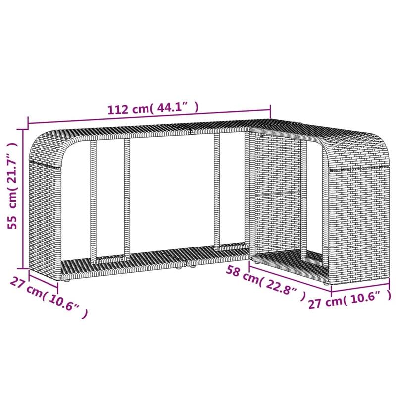 vidaXL Storage Shelves Modular Shelving Unit Outdoor Furniture 2 Pcs Poly Rattan - 10.6 x 44.1 x 21.7