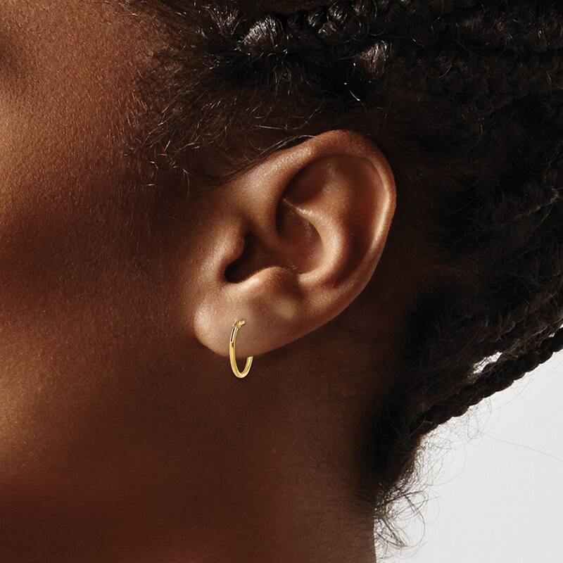 Curata 14k Yellow Gold Polished 11x1mm Thin Hinged Hoop Earrings