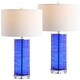 preview thumbnail 23 of 49, JONATHAN Y Coco 27.5" Modern Fused Glass Cylinder LED Table Lamp, Turquoise (Set of 2)