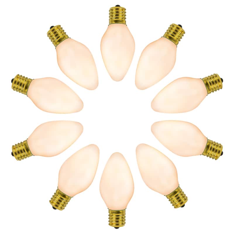 25 Pack C7 LED Outdoor Christmas Replacement Bulbs, Vintage, C7/E12 Base - White