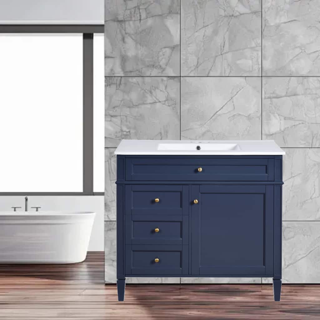 36'' Bathroom Vanity with Undermount Sink, 2 Storage Drawers & Tip-out Drawer, Soft-Close Doors