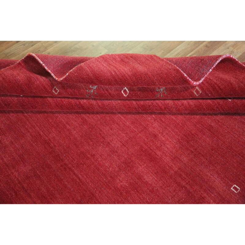 Hand Knotted Oriental 100% Wool Carpet Tribal Tribal Red Gabbeh Area Rug - 11' 4'' X 8' 1''