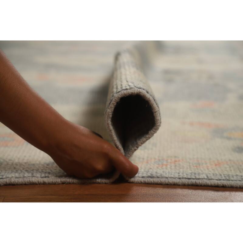 Hand Knotted Oriental 100% Wool Carpet Transitional All-Over Greys & Charcoal Oushak Area Rug - 12' 8'' X 8' 7''