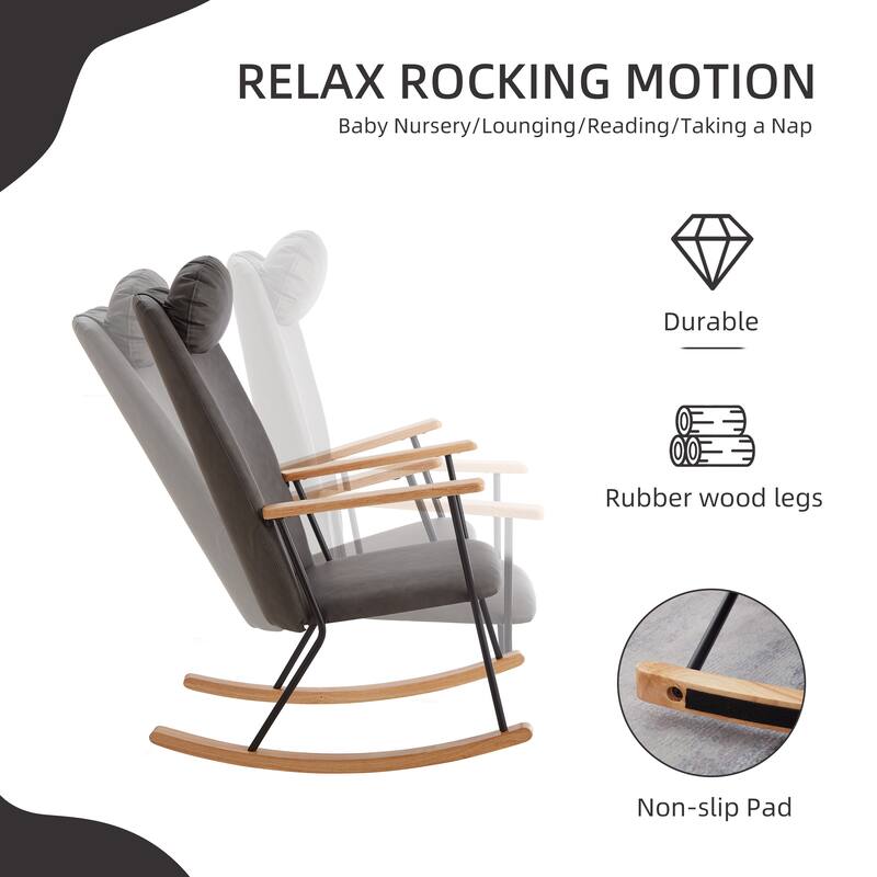 Modern Rocking Accent Chairs Comfy Side Chair for Nursery, Bedroom, Living Room