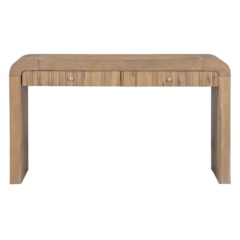 Console Table with Fluted Drawer Front, Entryway Table with Curved Corners , Sturdy Sofa Table for Hallway & Living Room