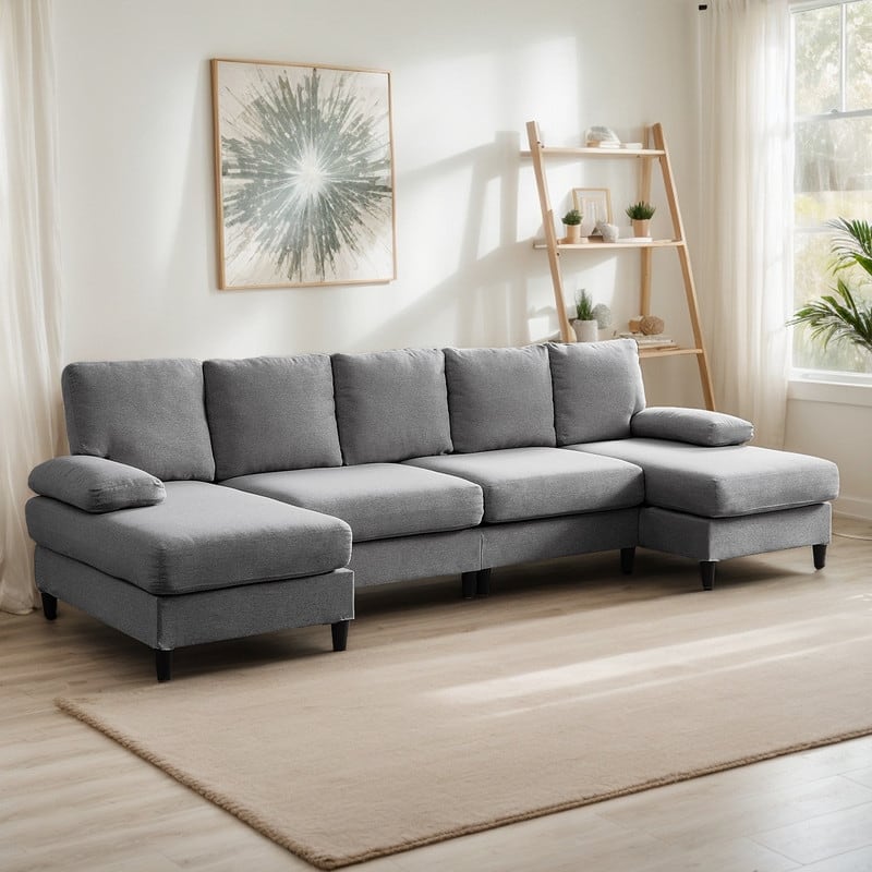 Mixoy 114inch U-Shaped Sectional Sofa,Living Room Modern Couch with Chaise,5-Seat Modular Sofa