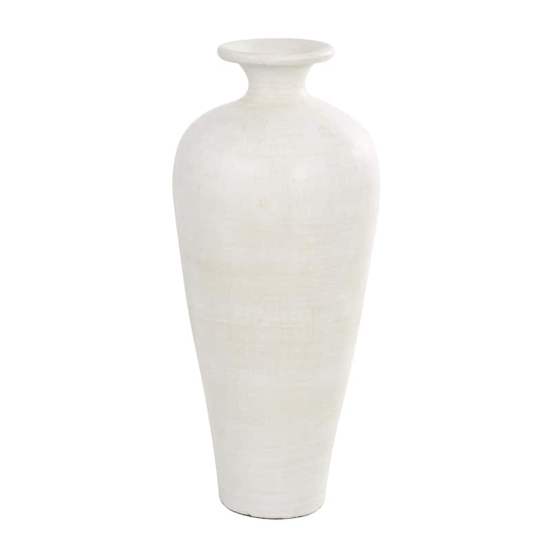Ceramic Tall Amphora Floor Decorative Vase - White - Roche River Decor - White