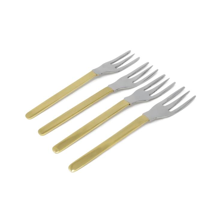 Gold and White Dessert Spoons/Forks, Set of 4