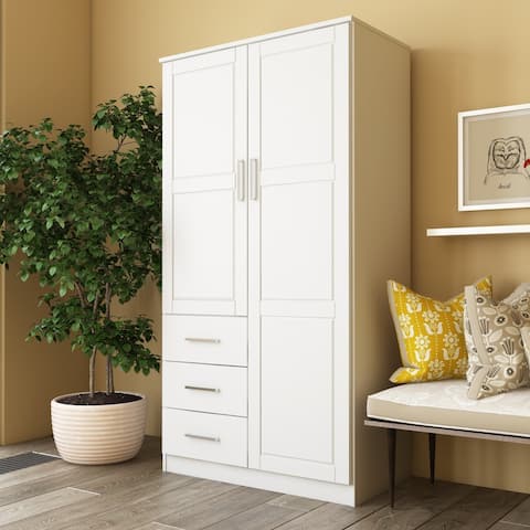 Palace Imports 100% Solid Wood Metro Wardrobe Armoire with Optional Mirrored Door