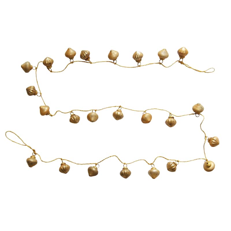 Embossed Mercury Glass Ornament Garland - 72.0"L x 1.0"W x 1.0"H - Matte Antique Gold