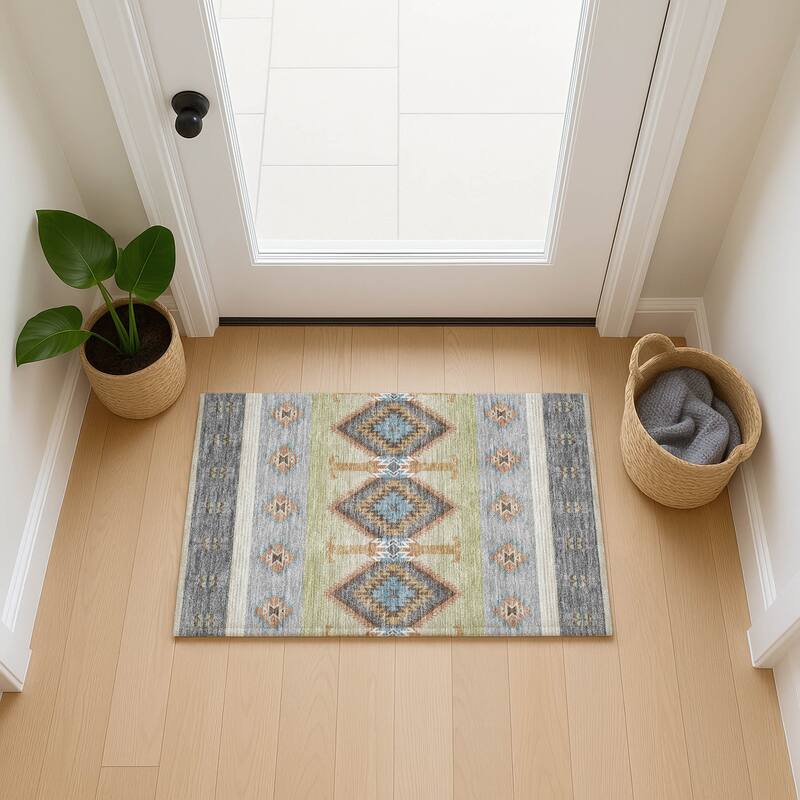 Machine Washable Indoor/ Outdoor Global Chennai Chantille Rug