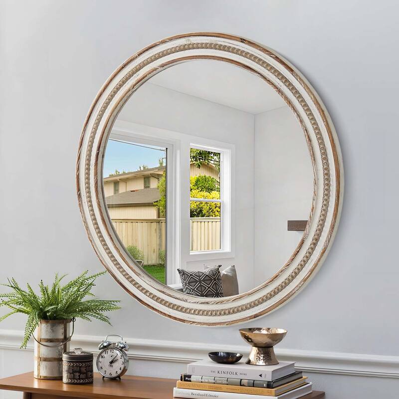 23.62 inches Wood Round Decorative Mirrors