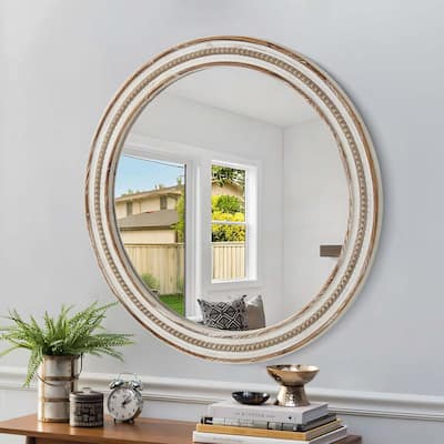 23.62 inches Wood Round Decorative Mirrors