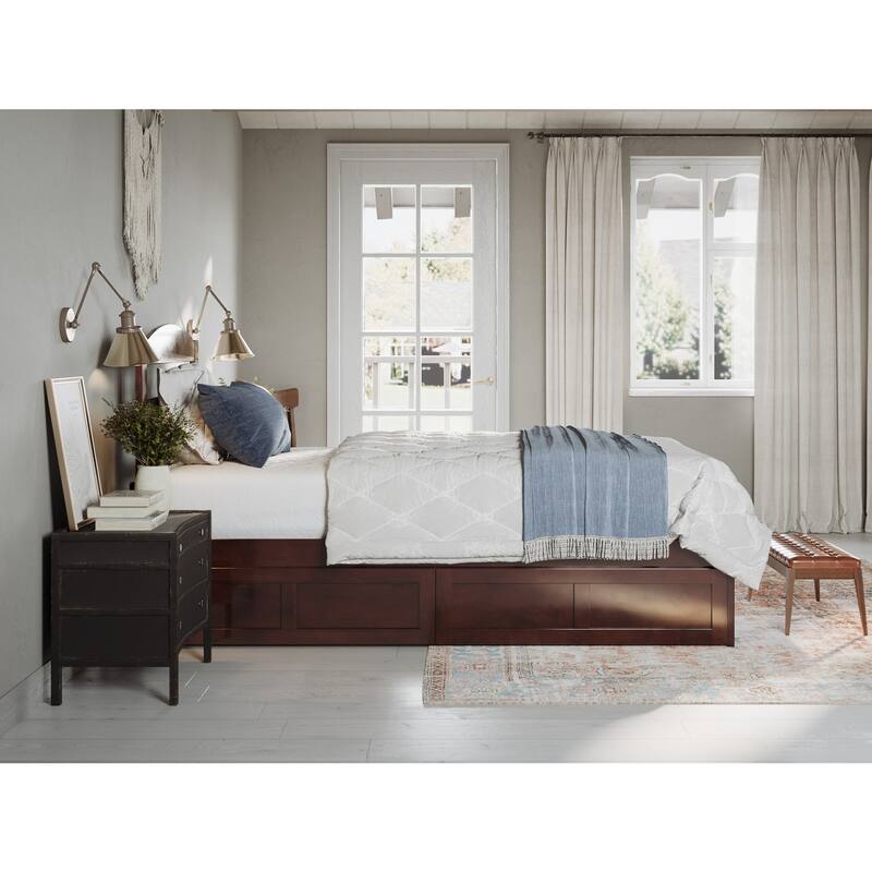 Twin Bed with Drawers - Solid Wood Platform & USB Charging - 38x76 Twin Size