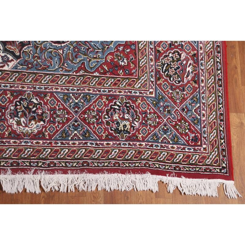 Animals Design Red Kashan Turkish Area Rug Machine Made Carpet - 9'9" x 13'0"