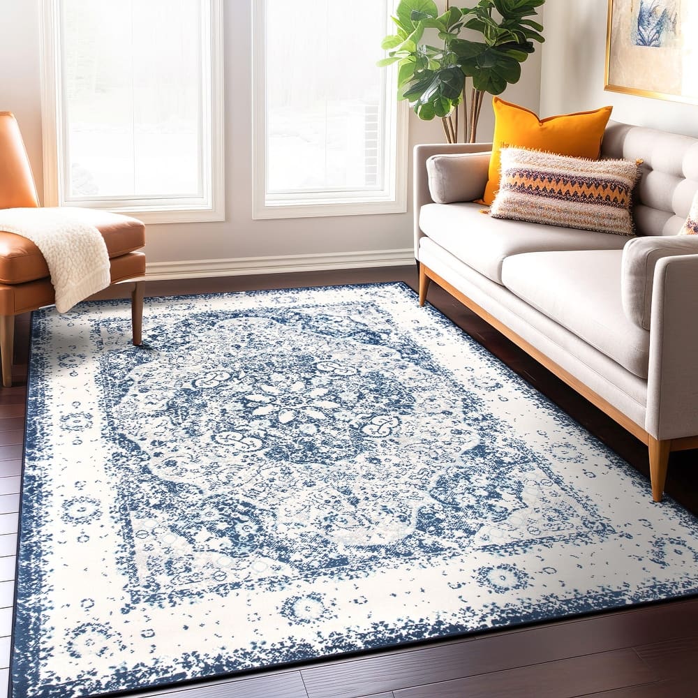 World Rug Gallery Vintage Oriental Distressed Medallion Rug