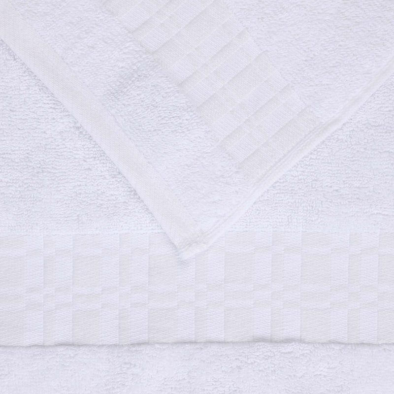 Superior Larissa Cotton Embroidered Geometric Border Bath Towel Set of 4