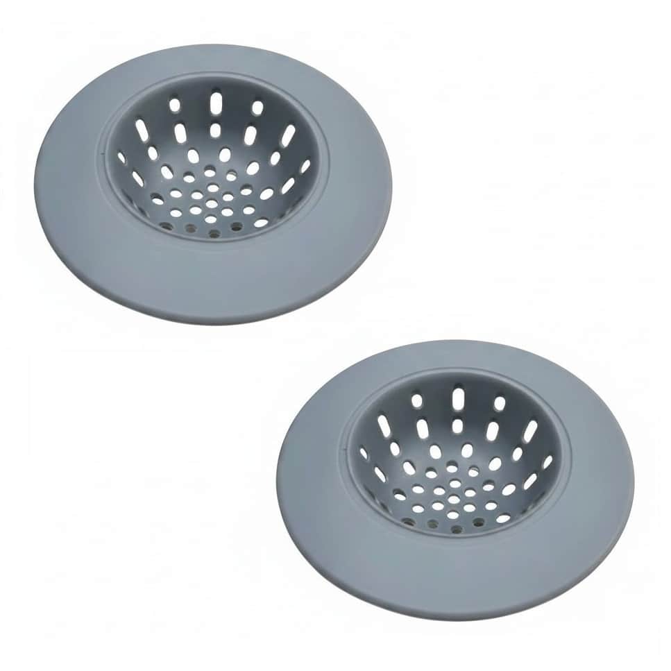 Handy Housewares 4.75-Inch Flexible Silicone Sink Strainer Basket, Set of 2, Gray