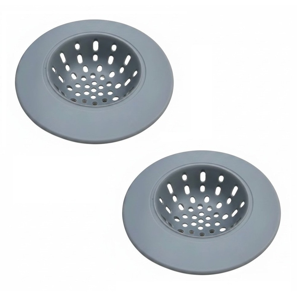 Handy Housewares 4.75-Inch Flexible Silicone Sink Strainer Basket, Set of 2, Gray